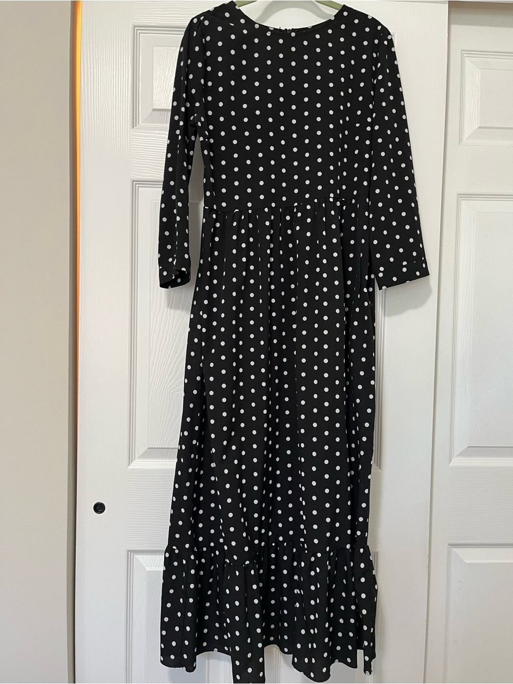 SHEIN Black and White Polka Dot Long Sleeve Maxi Dress